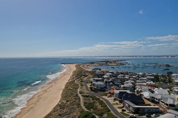 An aerial view of the small town