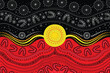 Aboriginal flag colors in a dot painting of aboriginal tradition