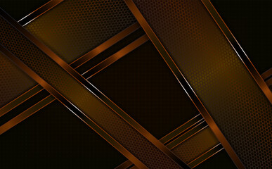 Wall Mural - Brown geometric composition with mesh slanting curtains with a border