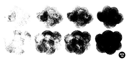 Poster - Vector set of hand drawn brush strokes, stains for backdrops. Design element set. Artistic hand drawn backgrounds which could be combine in multilayered textured spot.