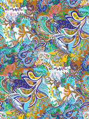 Poster - Paisley pattern design, abstract colorful seamless