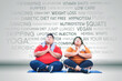 © Creativa Images - Young fat couple wearing sportswear and doing yoga exercise together