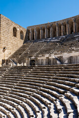 Poster - A view of the well-preserved stairs of Aspendos ancient theater, reflecting the theater's structure and functionality.