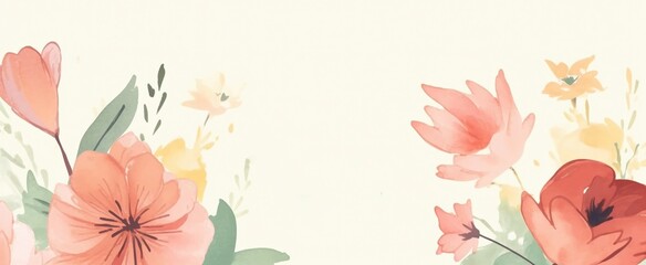 Wall Mural - Spring Watercolor Flowers, Textured Design Illustration, Wallpaper and Print Material, Generative AI