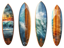 Four Surfboards, On A Transparent Background, Generative AI