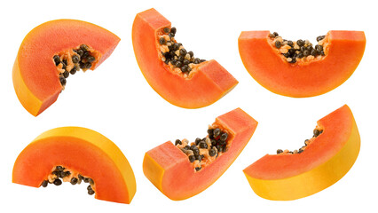 Wall Mural - papaya isolated on white background, full depth of field
