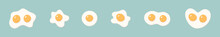 Set Of Fried Eggs In Different Shapes. Isolated Vector Illustration.