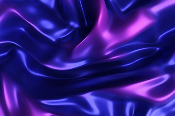 Shiny silk fabric. Wave form. Violet blue abstract background.3d rendering