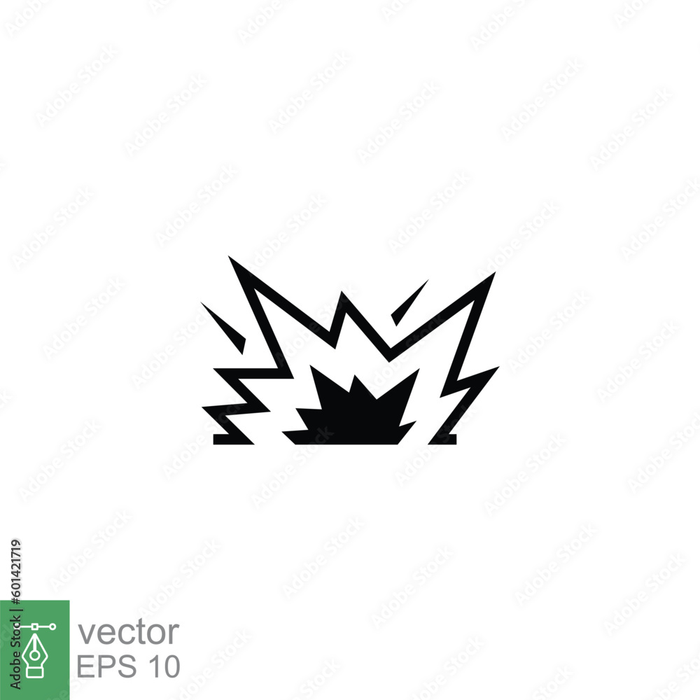 Explosion icon. Simple outline style. Blast, dynamite, fire, spark ...