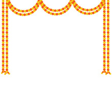 Traditional Indian Marigold Toran Floral Garland Vector,wedding And Festival Decoration,border Flower Decoration With Transparent Background 