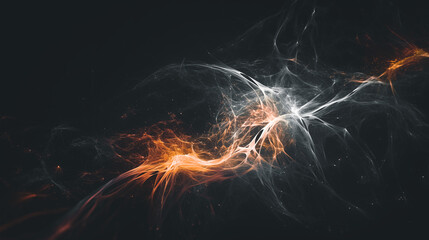 Canvas Print - Abstract glowing lines on dark background. Fantasy fractal texture. Generative AI