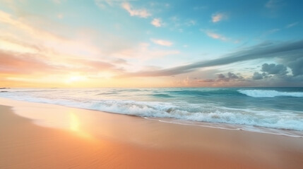 Wall Mural - Beautiful outdoor landscape of sea and tropical beach at sunset or sunrise time