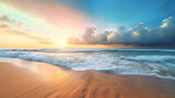 Fototapeta Zachód słońca - Beautiful outdoor landscape of sea and tropical beach at sunset or sunrise time