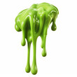 canvas print picture - Dripping green slime against a white background. Generative ai