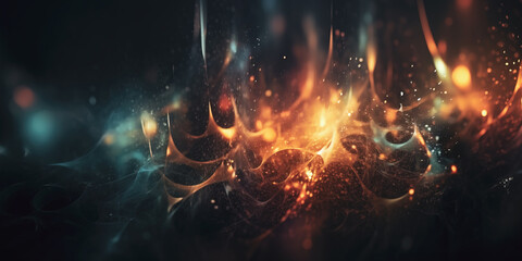 Canvas Print - Abstract Colorful fractal background on black background. Generative AI