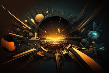 Poster - Abstract technology background in black and yellow colors