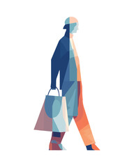 Wall Mural - man walking Carrying shopping bags