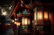 Lanterns at a Buddhist Temple in South Korea. Generative Ai