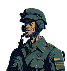 Wall Mural - A Vector Art Portrait of an Army Soldier.