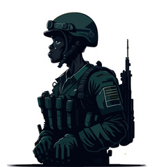 Wall Mural - A Vector Art Portrait of an Army Soldier.