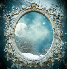 Wall Mural - Generative AI:  enchanted fairy tale frame with flowers