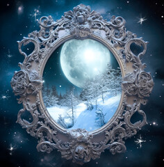 Wall Mural - Generative AI:  enchanted fairy tale frame with flowers