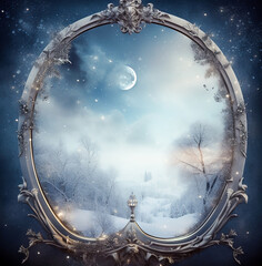 Wall Mural - Generative AI:  enchanted fairy tale frame with flowers