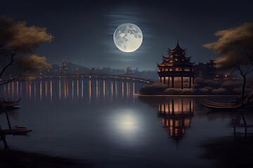 Wall Mural - the qinhuai river in nanjing. generative ai