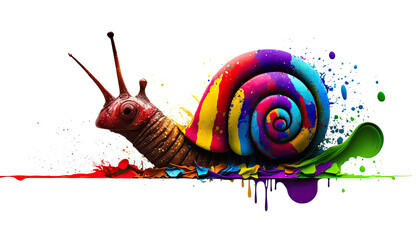 Rainbow Snail Transparent Background Generative AI Illustration 