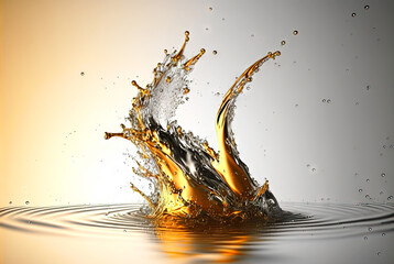 Poster - Water splash with beautiful drops flying away. Liquid motion background. Generated AI. Generative AI