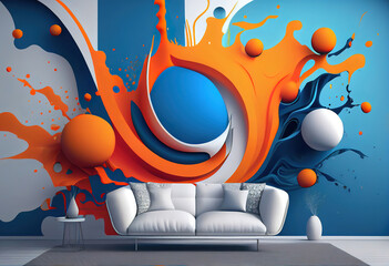 Wall Mural - Abstract art style. fashion of modern art wall, wallpaper, murals, hang a picture. Generative Ai