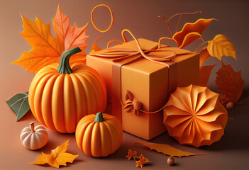 Gift box for autumn holiday. Generative Ai