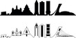 Montreal cityscape. Landscape of Montreal, Quebec. Outline silhouette designs.