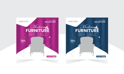 Wall Mural - Minimalist furniture and home interior sale banner or social media post template, Instagram post template. corporate modern design for web.	