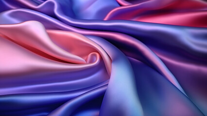Dark blue purple pink silk satin. Abstract elegant background for design. Color gradient. Silky smooth fabric