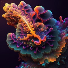 Poster - Abstract fractal computer generated composition with various geometrical shapes. Generative AI