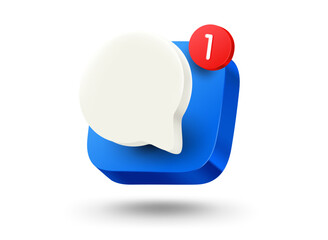 Fototapete - Mobile app button with speech bubble. 3d vector mobile application icon with notification