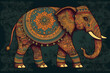 Indian folk style elephant design. Indian folk style illustration. Generative Ai.