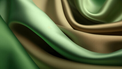 Wall Mural - green brown silk satin. gradient. olive color. luxury abstract background for design. light dark sha
