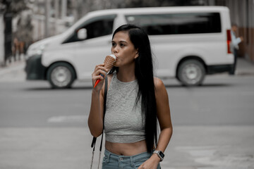 girl enjoying an ice cream