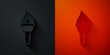 © vector_v - Paper cut Torch flame icon isolated on black and red background. Symbol fire hot, flame power, flaming and heat. Paper art style. Vector