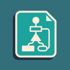 Green Tile flowchart for program design or process management plan icon isolated on green background. Block diagram. Long shadow style. Vector