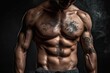 © thesweetsheep - Body muscle of fitness tattoo man (Ai generated)