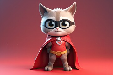 Sticker - Cute Cartoon Cat Superhero