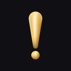 Poster - Golden exclamation mark. Golden 3d vector