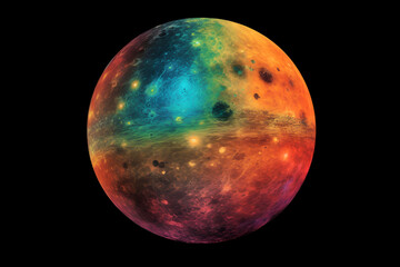 Wall Mural - mercury retrograde planet 3d illustration colorful black background illustration generative ai