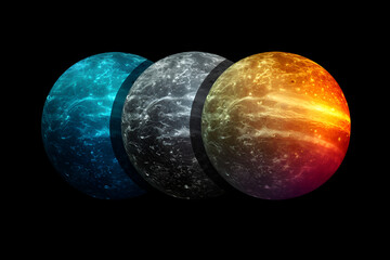 Wall Mural - mercury retrograde planet 3d illustration colorful black background illustration generative ai