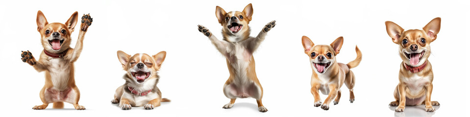 Wall Mural - animals pets dog banner panorama long - collection of funny cute crazy laughing lying, jumping, stan