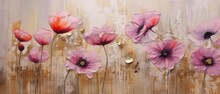 Watercolour Stunning Flower Art. Famous Poppies. Poppy Flower In Purply-pink. Charming Floral Abstract Background. Generative AI Composite. 