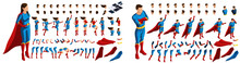 Isometric Set Of Gestures Of Hands And Feet Of A Woman And Man 3D Superhero, Girl And Man On Guard Of Order. Create Your Character For Vector Illustrations